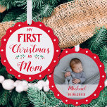 First Christmas as Mom newborn baby photo Ornament Card<br><div class="desc">Celebrate your "First Christmas as Mom" with this adorable paper ornament that is a perfect addition to your holiday decor. Customize the other side with your baby's photo,  name,  and birthdate for a truly one-of-a-kind keepsake. Get into the festive spirit and make your tree extra special this year!</div>