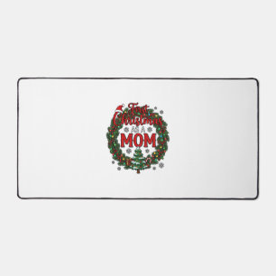 First Christmas As Mom Pine Wreath Tree Desk Mat