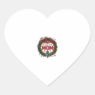 First Christmas As Mom Pine Wreath Tree Heart Sticker