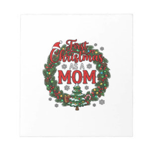 First Christmas As Mom Pine Wreath Tree Notepad