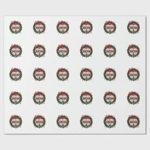 First Christmas As Mom Pine Wreath Tree Wrapping Paper