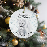 First Christmas as Mom Polar Bear Baby  Ceramic Ornament<br><div class="desc">This design may be personalized by choosing the customize further option. Contact me at colorflowcreations@gmail.com or use the chat option at the top of the page if you wish to have this design on another product or need assistance. See more of my designs or follow me at www.facebook.com/colorflowcreations, www.instagram.com/colorflowcreations, www.twitter.com/colorflowart,...</div>