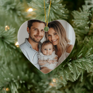 First Christmas As Mommy And Daddy Custom Photo Ceramic Ornament