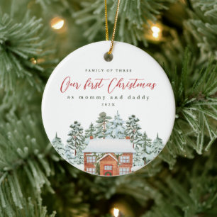 First Christmas as Mommy and Daddy Photo Keepsake  Ceramic Ornament