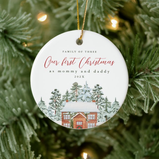First Christmas as Mommy and Daddy Photo Keepsake  Ceramic Ornament (Tree)