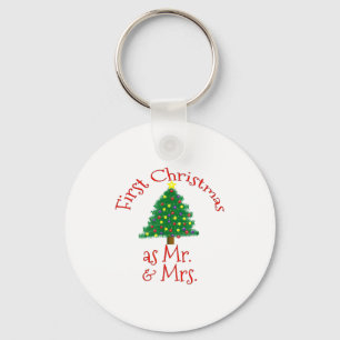 First Christmas As Mr And Mrs - Matching Newlyweds Keychain