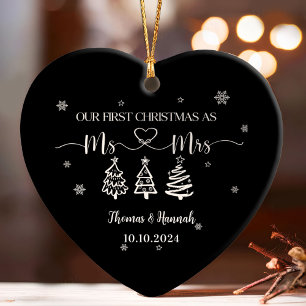 First Christmas as Mr and Mrs Modern Wedding Photo Ornament