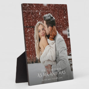 First Christmas As Mr And Mrs Photo Plaque