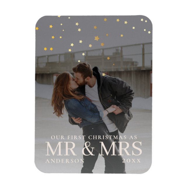 First Christmas as Mr and Mrs Romantic Couple Phot Magnet (Vertical)