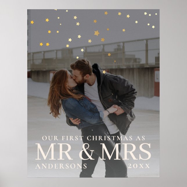 First Christmas as Mr and Mrs Romantic Couple Phot Poster (Front)
