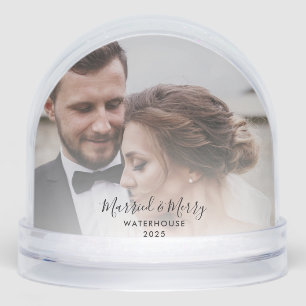 First Christmas as Mr and Mrs Wedding Photo Custom Snowglobe