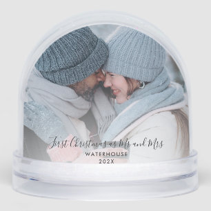 First Christmas as Mr and Mrs Winter Photos Custom Snowglobe