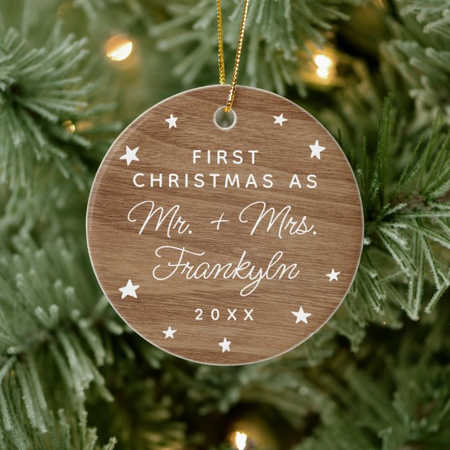 First Christmas as Mr + Mr Photo Ceramic Ornament (Tree)