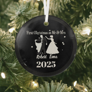 First Christmas As Mr & Mrs 2025 Personalized Glass Ornament
