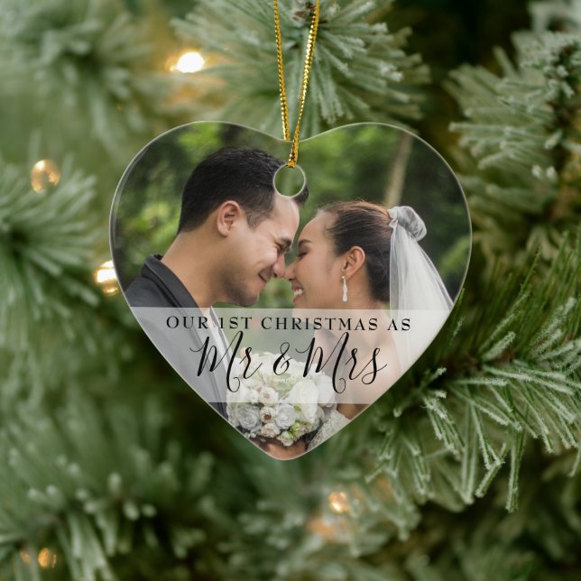 First Christmas As Mr & Mrs 2 Photo Ceramic Ornament (Tree)