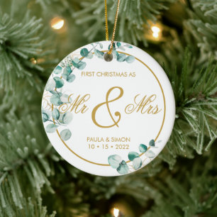 First Christmas as Mr & Mrs Ceramic Ornament