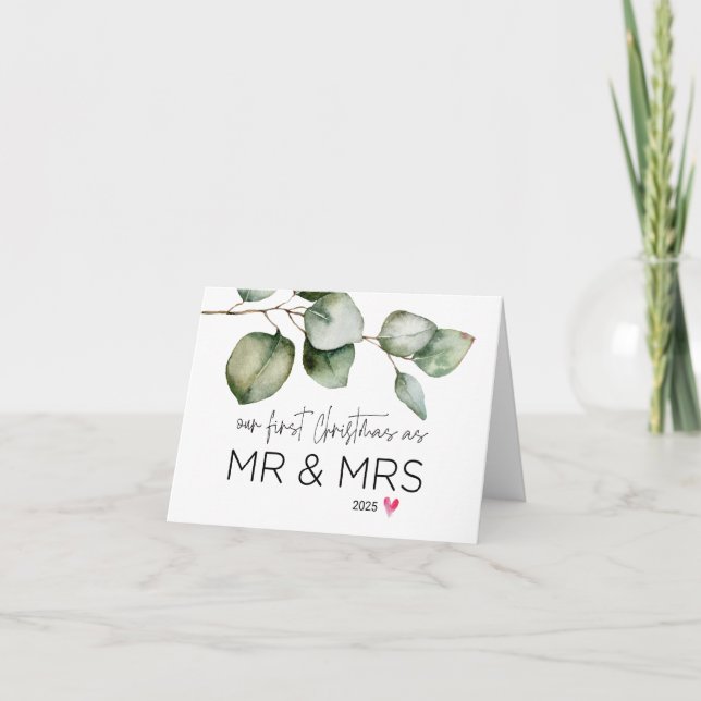 First Christmas as Mr & Mrs Husband Wife Gift Xmas Card (Front)