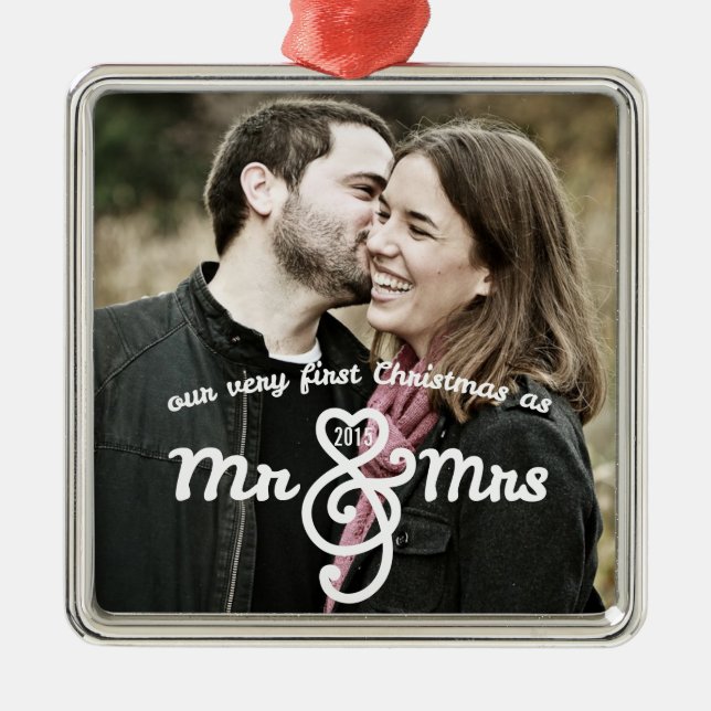 First Christmas as Mr & Mrs Keepsake Ornament (Front)