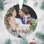 First Christmas As Mr & Mrs Name 2 Photos Ornament<br><div class="desc">Personalize with your favourite photos,  name and date to create a unique memory and gift for a first Christmas. A lovely keepsake to celebrate your first Christmas together. Designed by Thisisnotme©</div>