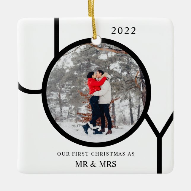 First Christmas As Mr & Mrs Photo Ceramic Ornament (Front)