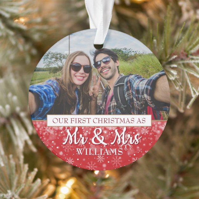 First Christmas As Mr & Mrs Photos Ornament (Tree)