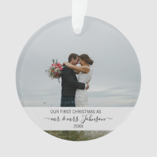 First Christmas as Mr. & Mrs. Wedding Photo Ornament