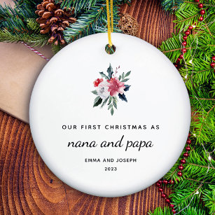 First Christmas as Nana and Papa   Elegant Ceramic Ornament