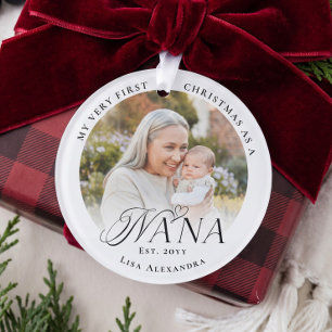 First Christmas As Nana Personalized Baby Photo Ornament