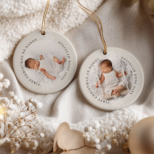 First Christmas as Nanny 2 Photo Personalized Ceramic Ornament