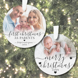 First Christmas As Parents Baby 2 Photo Ornament