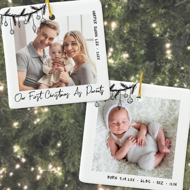 First Christmas As Parents Baby Photo Ceramic Ornament (First Christmas As Parents Baby Photo Ceramic Ornament)