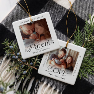 First Christmas As Parents Baby Photo Keepsake Ceramic Ornament