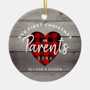 First Christmas As Parents Rustic Personalized Ceramic Ornament