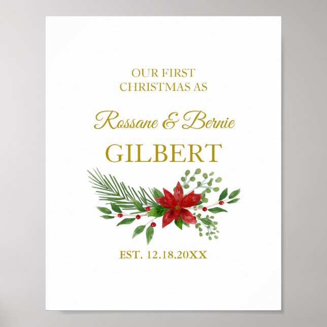 First Christmas As Quote With Poinsettias Design Poster (Front)