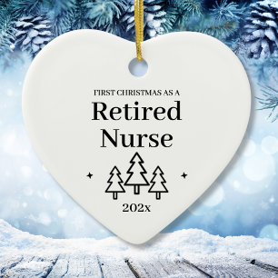 First Christmas As Retired Nurse Heart Ceramic Ornament