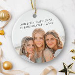 First Christmas As Roommates Friends BFF Photo Ceramic Ornament<br><div class="desc">Celebrate your first Christmas together as roommates with this personalized ceramic ornament. Featuring your favourite photo on both sides, this ornament also includes editable text and the year, allowing you to customize it to capture the unique bond you share. The design is simple yet meaningful, making it a perfect keepsake...</div>