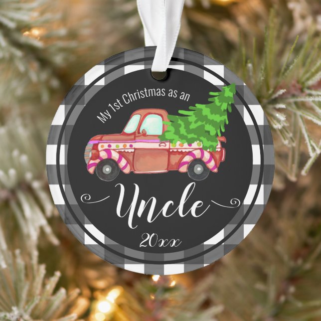 First Christmas as Uncle Red Truck Photo Ornament (Tree)