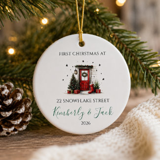 First Christmas at Our New Home Personalized Chr Ceramic Ornament