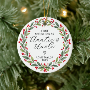 First Christmas Auntie Uncle Keepsake Ceramic Ornament