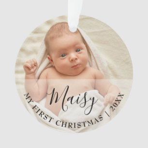 First Christmas Baby 2 Photo Script Name Ornament