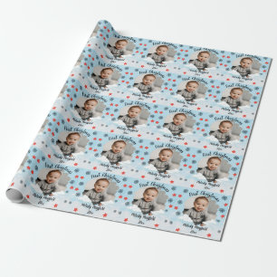 First Christmas Baby Boy With Personalized Photo Wrapping Paper