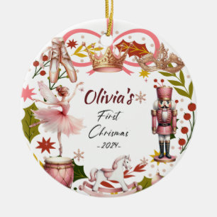 First Christmas Baby coquette girly pink Ceramic Ornament