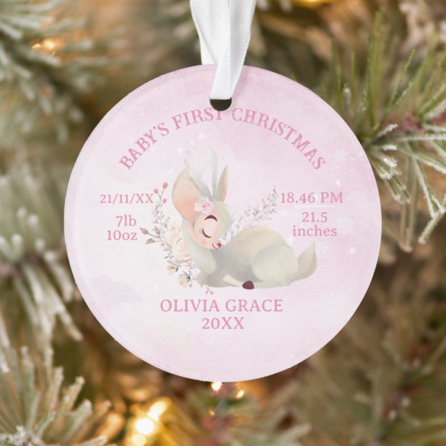 First Christmas baby details deer  Metal Ornament (Tree)
