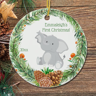 First Christmas « Baby Elephant Ceramic Ornament