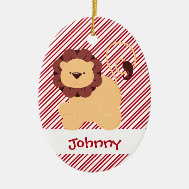 First Christmas Baby Lion Custom Ceramic Ornament (Front)