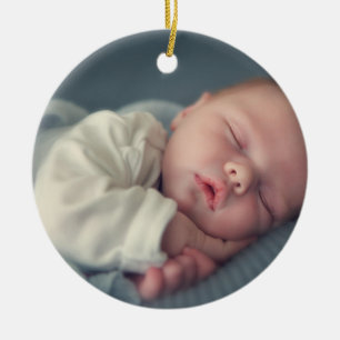First Christmas Baby Photo Birth Stats Ceramic Ornament