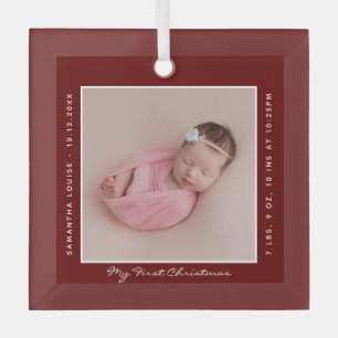 First Christmas Baby Photo Holiday Keepsake Glass Ornament
