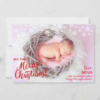 First Christmas Baby Photo Script Holiday Card