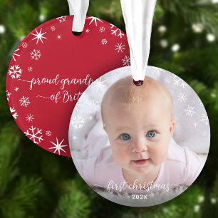First Christmas Baby Photo Snowflakes Grandparents Ornament