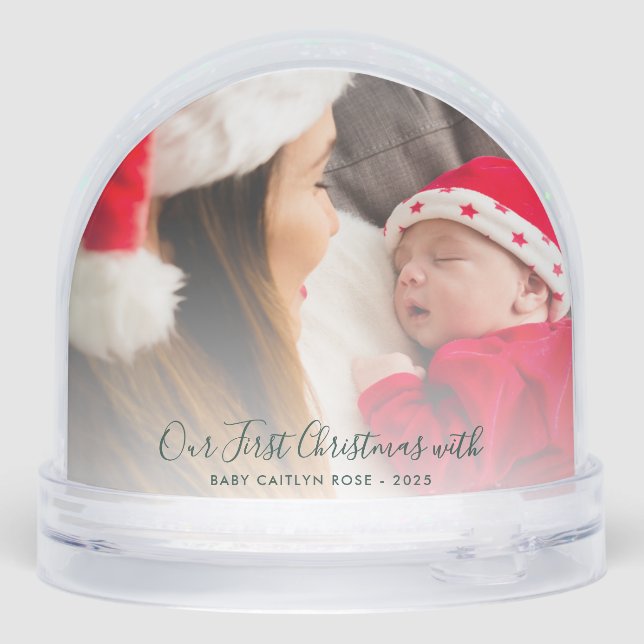First Christmas Baby Photos Custom Holidays Snowglobe (Back)